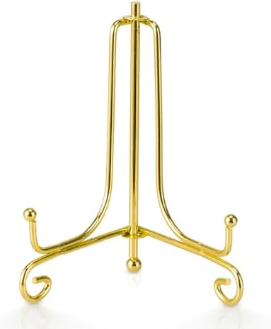 Artliving Plate Stands for Display, 4 Inch Decorative Plate Holder, Metal Picture Stand for Table, Small Easels for Display Card, Photo, and PSA Slab - Ideal for Party and Wedding (Gold, 2 Pack) by Artliving