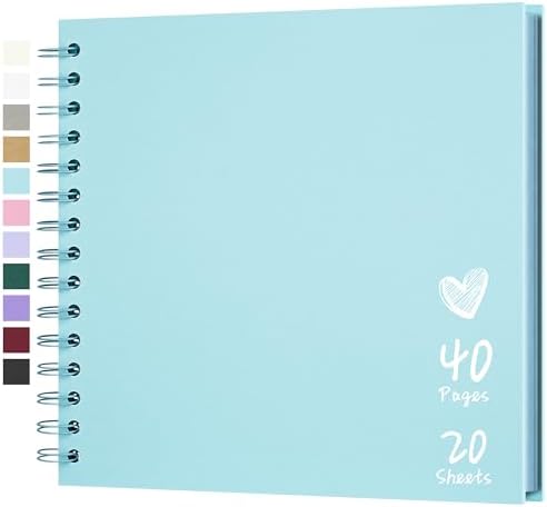 Scrapbook Photo Album 8"x8" 20 Sheets 40 Pages Hardcover Kraft Paper Blue by Hiwhy