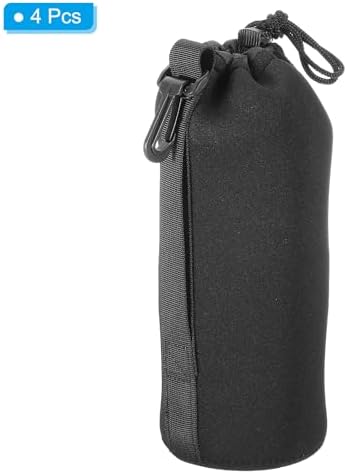 PATIKIL Camera Lens Bag, 4 Pcs 3.7" ID x 9.8" H Drawstring Lens Pouch with Thick Protective Neoprene, Lens Case for DSLR Camera Lens, Water Coffee Cups Black - Image 3