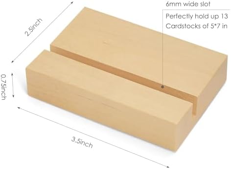 UNIQOOO 3.5" Birch Wood Stand for Monthly Desk Calendar, Wooden Block Base, Cardstock Holder, For Office Home Retail Reception Decor, Photo Display, 2 Pack - Image 3