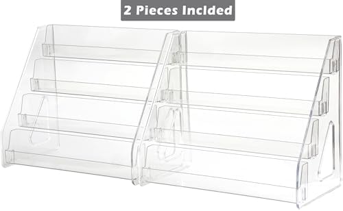 4 Tier Card Stand, 2Pack Clear Card Display for Greeting Cards, Postcards, Stickers,Sports Cards,Trading Card,Tiered display rack,Retail Photos Shelf for Vendors Craft Collection Show (2Pack-4Tier) - Image 6