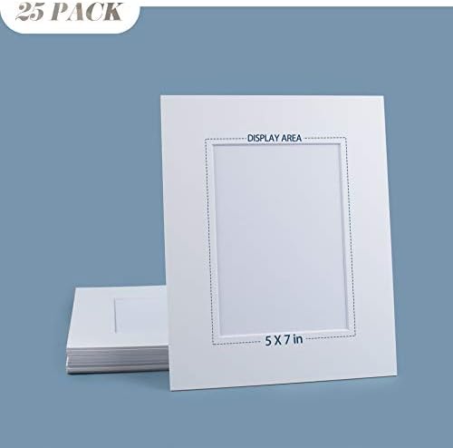Golden State Art, 25 Pack 8x10 White Photo mat for 5x7 Photo, Thick Cardstock Frame, Pre-Adhesive Mat with Backing Board, Include 25 Clear Bags, Acid Free, For Photo Storage, Display And Mailing - Image 2