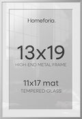 Homeforia 13x19 Silver Picture Frame, High-End Metal, 11x17 Mat, Glass by Homeforia