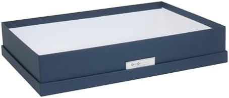 Bigso Sverker Canvas Fiberboard Legal and Art Storage Box | Scrapbook Storage Box for Loose Papers and More | Durable Document Boxes with Lid and Leather Handle | 17.1’’ x 12.2’’ x 3.3’’ | Blue - Image 5