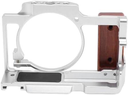 Jiawu Camera Video Cage for ZV1 Precise Design with Wooden Handle Grip for Improved Stability and Filming Experience (Silver) - Image 3