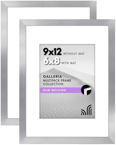 Americanflat 9x12 Picture Frame 2-Pack - Matted to 6x8 - Silver by Americanflat