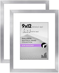 Americanflat 9x12 Picture Frame 2-Pack - Matted to 6x8 - Silver by Americanflat