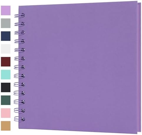 Scrapbook Album 7x7 Inches 40 Pages Hardcover Kraft Paper Purple by Bonyomor
