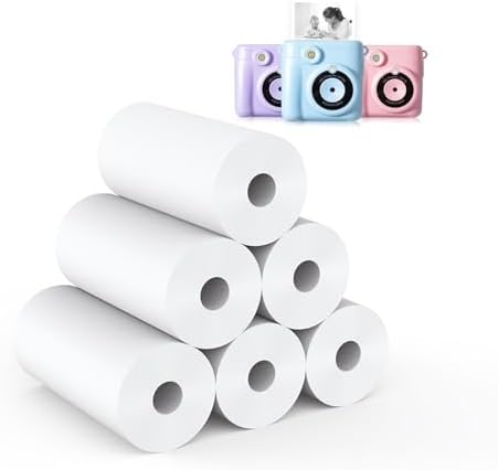 6 Rolls Instant Print Paper Kids Camera Paper Refill - Hikkon Thermal Print Paper Rolls Photo Print HD Printing for Most Kids Instant Camera - White (Paper Only) by Hikkon