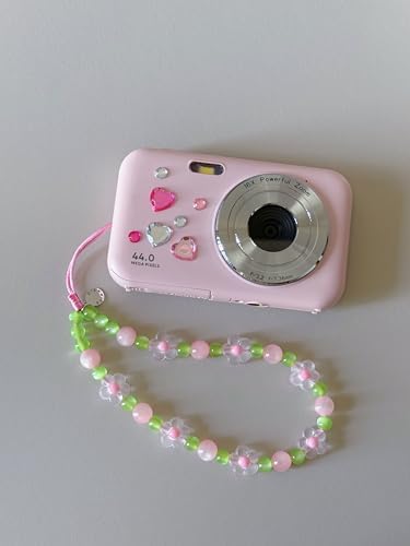 Drawwind Phone Charm Strap Cute Wrist Straps Cell Phone Charm String Y2K Aesthetic Lanyard Wristlet Chain for Case Camera AirPods Bags Keychains (Pink Flower) - Image 6