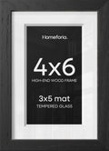 Homeforia 4x6 Black Oak Picture Frame, High-End Wood, 3x5 Mat, Glass by Homeforia