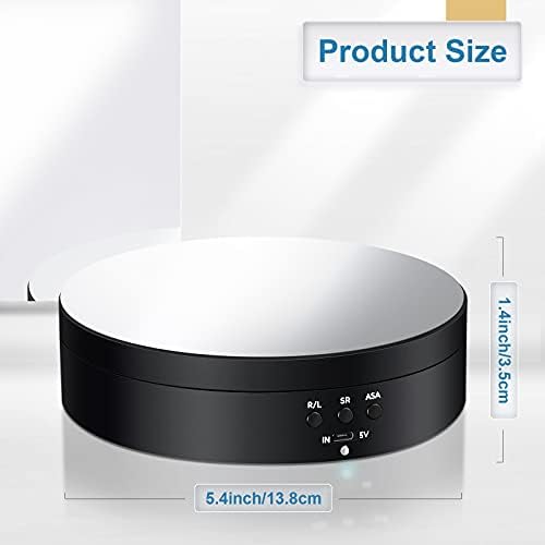 Hicarer 360 Rotating Display Stand Turntable USB Powered,, Black, Mirror - Image 2