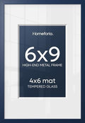 Homeforia 6x9 Blue Picture Frame, High-End Metal, 4x6 Mat, Glass by Homeforia