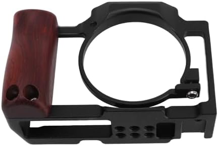 Jiawu Camera Video Cage for ZV1 Precise Design with Wooden Handle Grip for Improved Stability and Filming Experience (Black) - Image 2