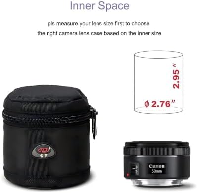 DSLR Lens Case Pouch for Small Camera Lens, Fits Up to 2.76" x 2.95" - Image 2