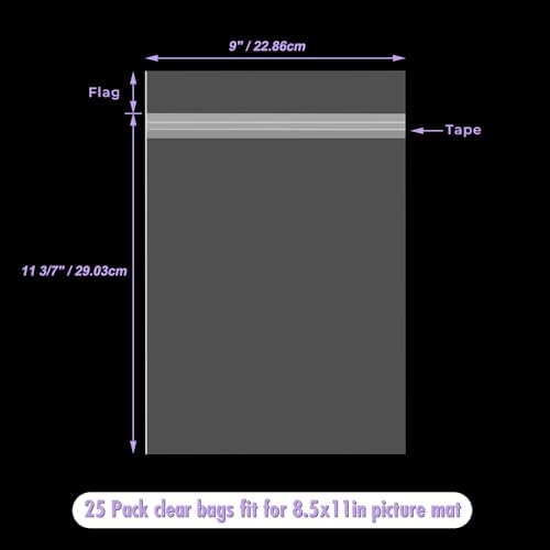 Frametory, 25 Pack 9 x 11 3/7 Inches Acid-Free Clear Plastic Bags - Image 2