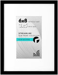 Americanflat 6x8 Picture Frame - Matted to 3x5 - Slim Molding - Black by Americanflat