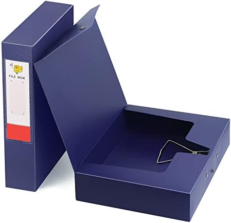 HUA JIE 2 Pack A4 Storage File Boxes Archives Case,65mm Spine-Blue by HUA+JIE