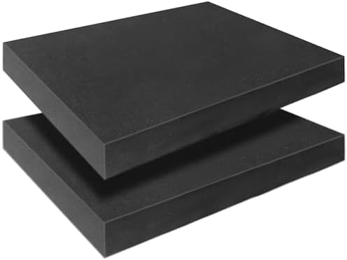 Black Polyurethane Foam Inserts for Cases, 2 Pcs 16 x 12 x 2 Inch, Cuttable Packing Padding for Tool Box, Camera, Crafts and Storage by YIENFBEV