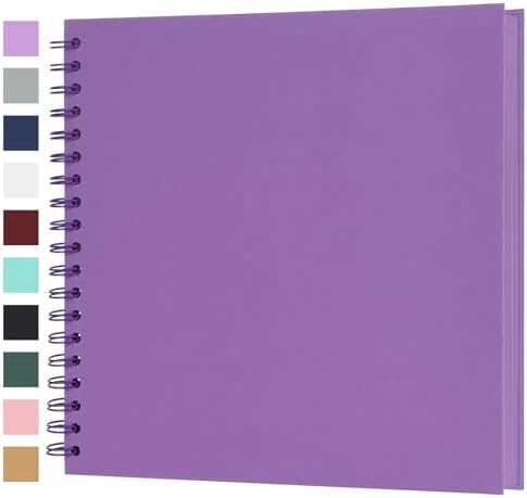 Scrapbook Album 10x10 Inches 100 Pages Hardcover Kraft Paper Purple by Bonyomor
