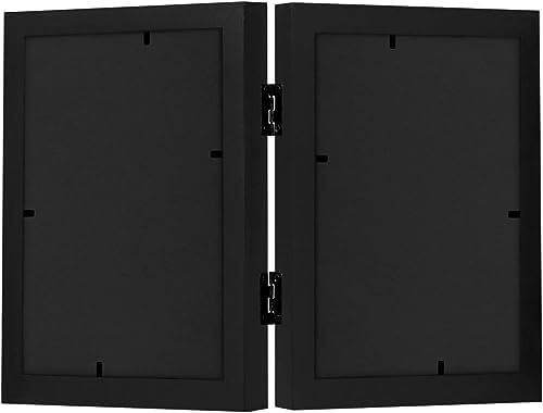 Americanflat Hinged 8x10 Picture Frame with Shatter-Resistant Glass - Double Picture Frames with Engineered Wood - Signature Collection - Photo Frame for Tabletop Display - Black - Image 5