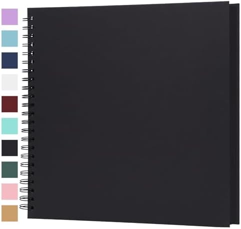Scrapbook Album 12x12 Inches 100 Pages Hardcover Kraft Paper Black by Bonyomor