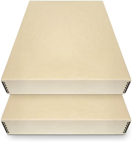 Golden State Art, Archival Storage Box, Tan-17.75x22.75x3 Inch, Pack of 2 by GoldenStateArt