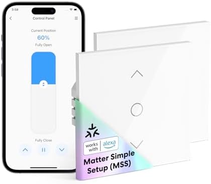 meross Matte Roller Shutter Switch Smart 80 x 80 mm, WLAN Roller Shutter Switch with Timer for Roller Shutters, Blinds, Awnings, Compatible with Alexa, Apple HomeKit and Google Home, 2 Pieces by meross