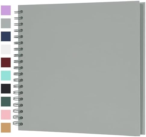 Scrapbook Album 10x10 Inches 40 Pages Hardcover Kraft Paper Grey by Bonyomor