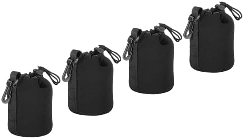 PATIKIL Camera Lens Bag, 4 Pcs 3.3" ID x 5.5" H Drawstring Lens Pouch with Thick Protective Neoprene, Lens Case for DSLR Camera Lens, Water Coffee Cups Black by PATIKIL
