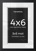 Homeforia 4x6 Black Picture Frame, High-End Metal, 3x5 Mat, Glass by Homeforia