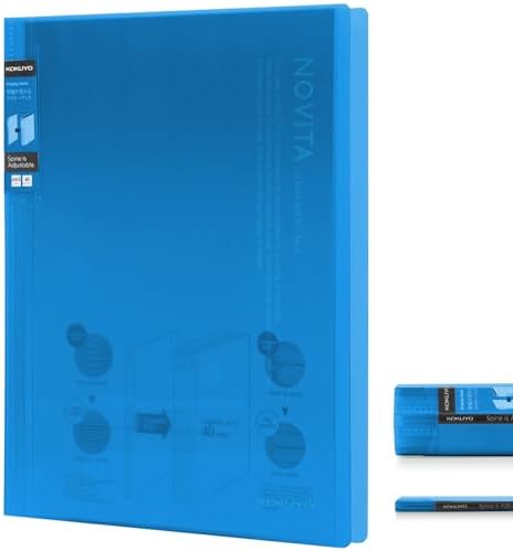 Kokuyo 40-Pocket Binder with Plastic Sleeves 8.5"x11" (Light Blue), A4 and US Letter Expandable Art Portfolio Folder with Clear Sheet Protectors. 80 Pages of Presentation Display Book. (RA-N40LB) by KokuyoUS