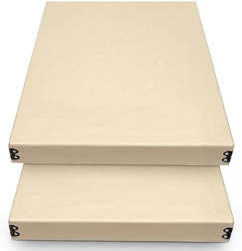 Golden State Art, Archival Storage Box, Tan-11.75x14.75x1.5 Inch, Pack of 2 by GoldenStateArt