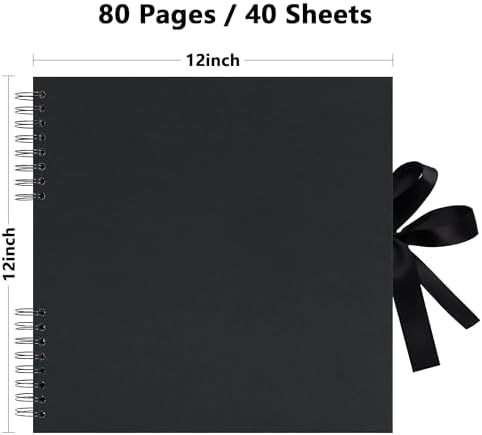 Vienrose 12x12 Scrapbook Album Photo DIY Black Thick Kraft 80 Pages - Image 3
