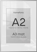 Homeforia A2 Silver Picture Frame, High-End Metal, A3 Mat, Glass by Homeforia