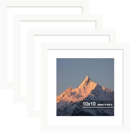 10x10 Picture Frame Set of 4 with Real Glass, Wall & Tabletop Display by SZYUU