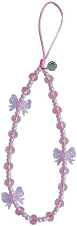 Drawwind Phone Charm Strap Cute Wrist Straps Cell Phone Charm String Y2K Aesthetic Lanyard Wristlet Chain for Case Camera AirPods Bags Keychains (Pink Bow) by Drawwind