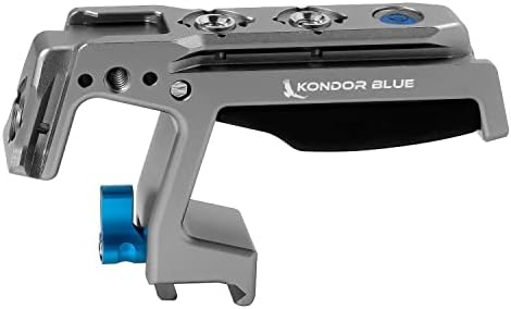 KONDOR BLUE | Talon NATO Top Handle for Camera Cages | Quick Release NATO Clamp, Dual NATO Rails, 3/8-16 ARRI-Style and 1/4-20 Anti-Twist Mounts, Dual Cold Shoes, Bubble Level, Built-In 4mm Hex | Gray by KONDORBLUE