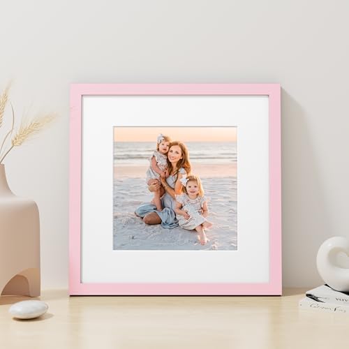 Vittanly 12x12 Picture Frame Made of Solid Wood for Wall Mounting, Pink - Image 4
