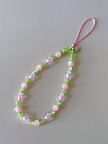 Drawwind Phone Charm Strap Cute Wrist Straps Cell Phone Charm String Y2K Aesthetic Lanyard Wristlet Chain for Case Camera AirPods Bags Keychains (Pink Flower) - Image 5