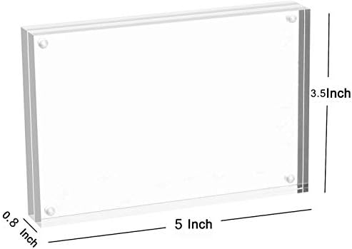 Meetu Acrylic Picture Frame 3.5 x 5 inch,2 Pack Clear Freestanding Double Sided 20mm Thickness Frameless Magnetic Photo Frames Desktop Display with Gift Box Package - Image 2