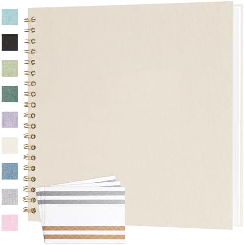 Scrapbook Photo Album 10x10 Inches 80 Pages Linen Cover Beige by Bonyomor
