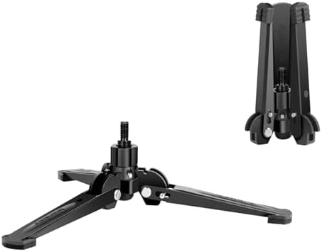 Manbily Mini Tripod Base for Monopods, 3/8" Screw Desktop Stand with Three Feet, Monopod Support, Travel for Ball Head Tripod/Fluid Head DSLR Camera Camcorder, Tilt 20° & Rotate 360° (Black) by Manbily