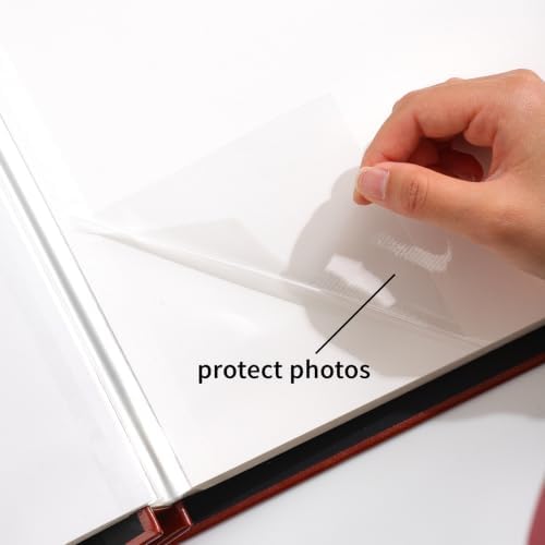 Photo Album Large 4x6 Pictures,Artificial Leather Photo Album Scrapbook 11.02"x11.46", Vintage 80 Pages DIY Self Adhesive Pages Memory Book for Wedding with Metal Pen,Deep Brown - Image 3