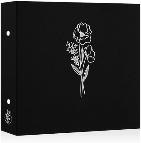 Lanpn 10x10 inch Scrapbook Photo Album, Linen Cover Archival Acid Free Top Load 3 Ring Folder Binder Photo Book 10 x 10 with 30 Plastic Sleeves 60 Pages (Black) by Lanpn
