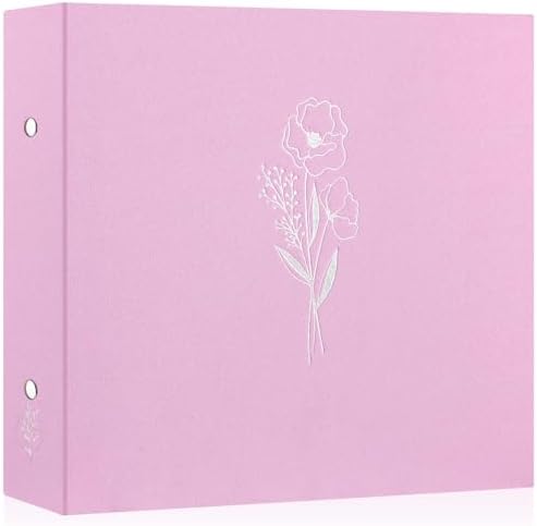 Lanpn 12x12 inch Scrapbook Photo Album, Linen Cover Archival Acid Free Top Load 3 Ring Binder Folder Photo Book 12 x 12 with 30 Plastic Sleeves 60 Pages (Pink) by Lanpn
