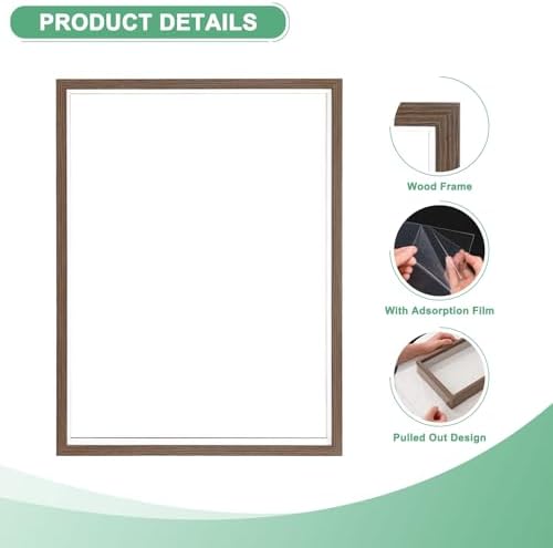 M METERXITY 1-Pack Dried Flower Frame, 12 x 16 Inch Double Acrylic Wooden Dried Flower Photo Floating Frame for Tabletop/DIY/Handicrafts [Coffee] - Image 2