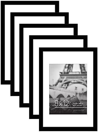 Americanflat 8x12 Picture Frame 5-Pack - Matted to 6x8 - Black by Americanflat