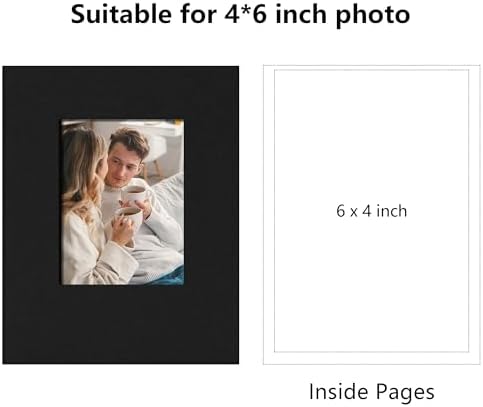 Small 4x6 Photo Album 24 Pockets Linen Cover Black - Image 2