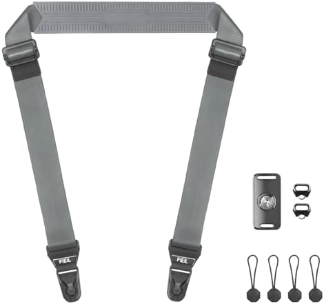 FIEIL Camera Shoulder Strap with Quick Release Plate, 1.5''Wide Universal Camera Neck Strap, Smooth and sturdy, Equipped with Comfortable Silicone Shoulder Pad for Photographers(Silver Gray) by FIEIL